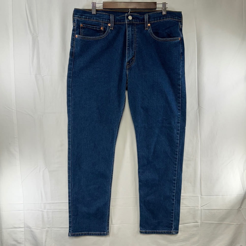 Levis 502 Regular Taper Jeans Mens 36x32 Blue Medium Wash Stretch Denim